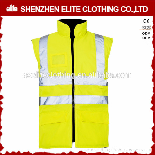 Blank Custom Made Reflective Vest With Zipper Yellow
